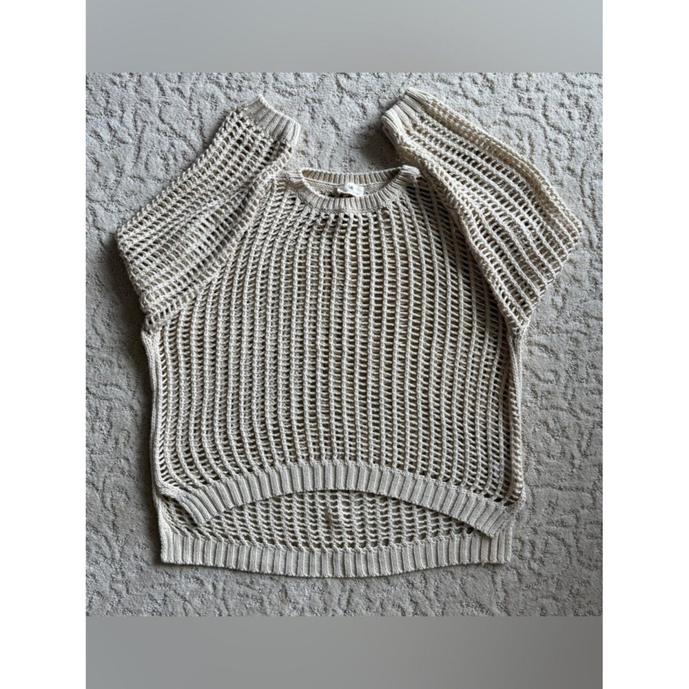 Urban Daizy Large Light Cream Open-Knit Cotton Summer Women's Sweater - Picture 12 of 12